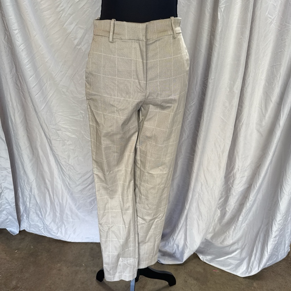 H&M Men's Beige Checkered Dress Pants